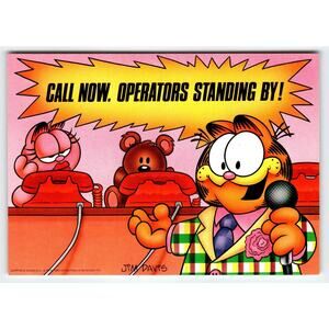 Garfield Call Now Operators Standing By Postcard Jim Davis Comic Tabby Cat 1980